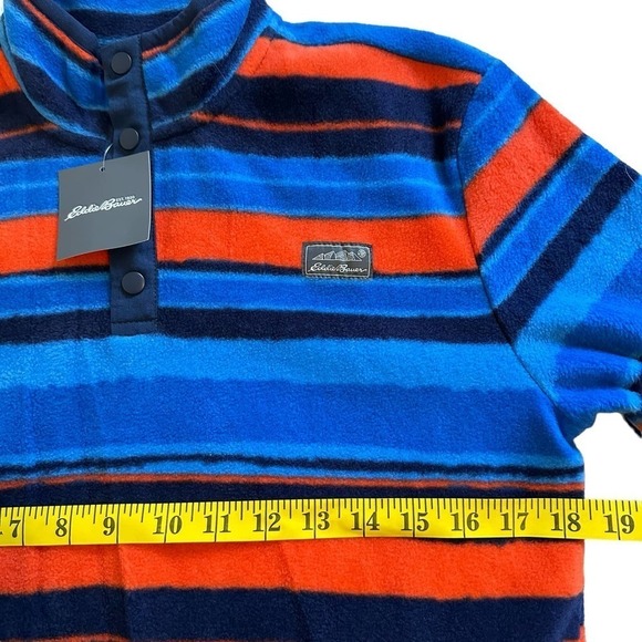 NWT Eddie Bower Boys Quest Fleece Snap Neck Pullover Stripe Large - Picture 4 of 6